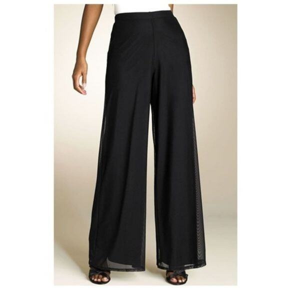 Tadashi Shoji Pants - Vintage Tadashi Sheer Overlay Wide Leg Pants Black Size XS/Small
